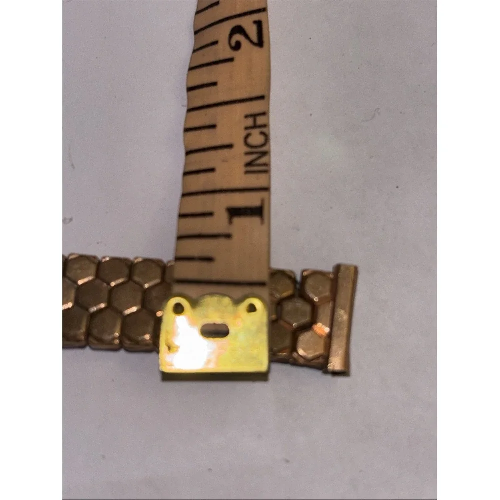 Vintage Stretch Lord Hardwood Watch Band Rose Gold Filled Top Stainless Steel‎